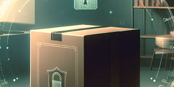 A discreet adult product packaging scene in a cozy, softly lit living room, emphasizing privacy and security.