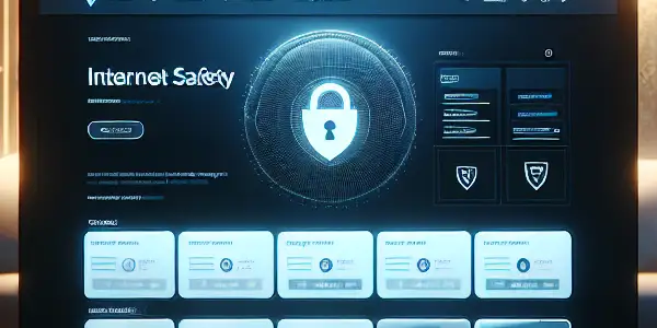 A cozy, dimly lit room with a computer displaying a user-friendly adult website, emphasizing safety and privacy.